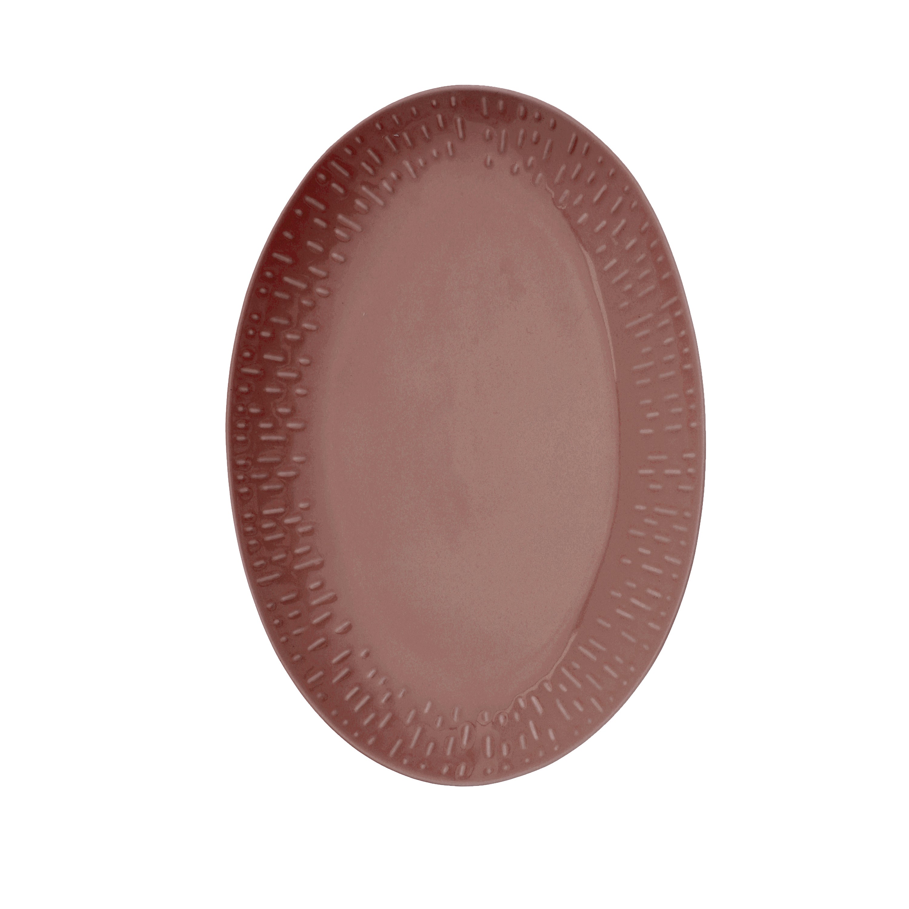 Aida - Confetti Bordeaux oval fad m/relief - 36x25,5 cm.