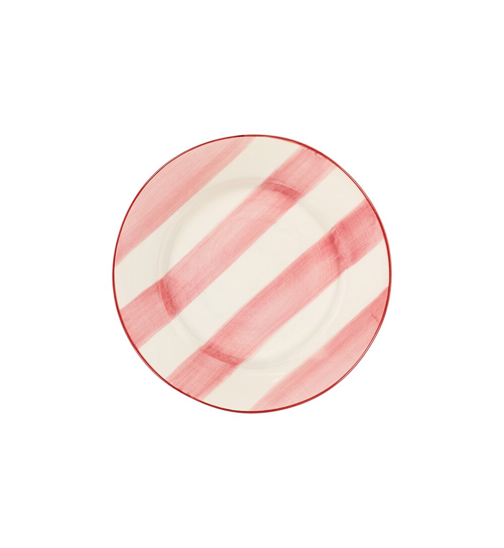 Anna + Nina - Striped Posy middagstallerken, Pink - Ã˜28,5 cm.