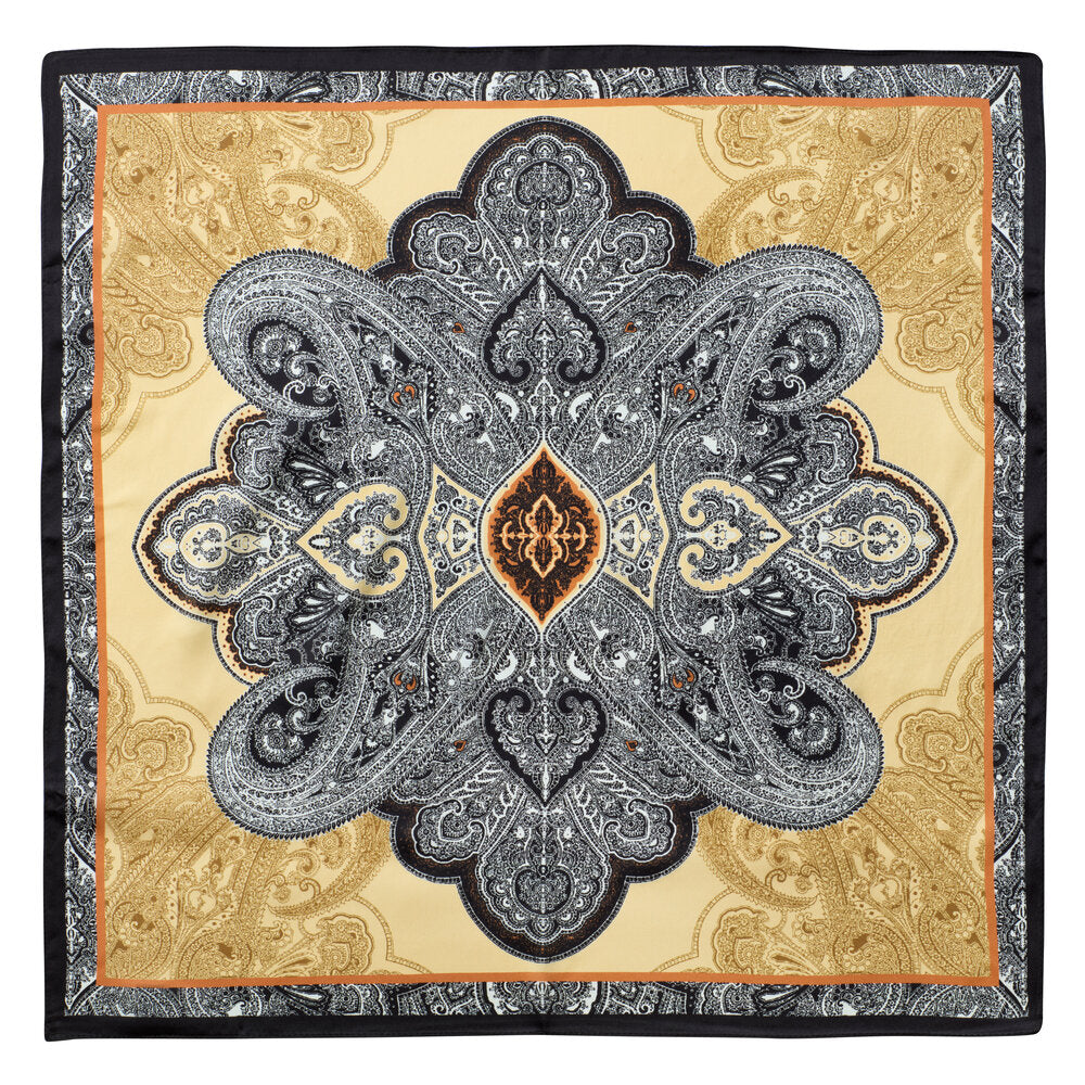 Bahne Accessories - SilketÃ¸rklÃ¦de, Black Gold paisley - 53x53 cm.