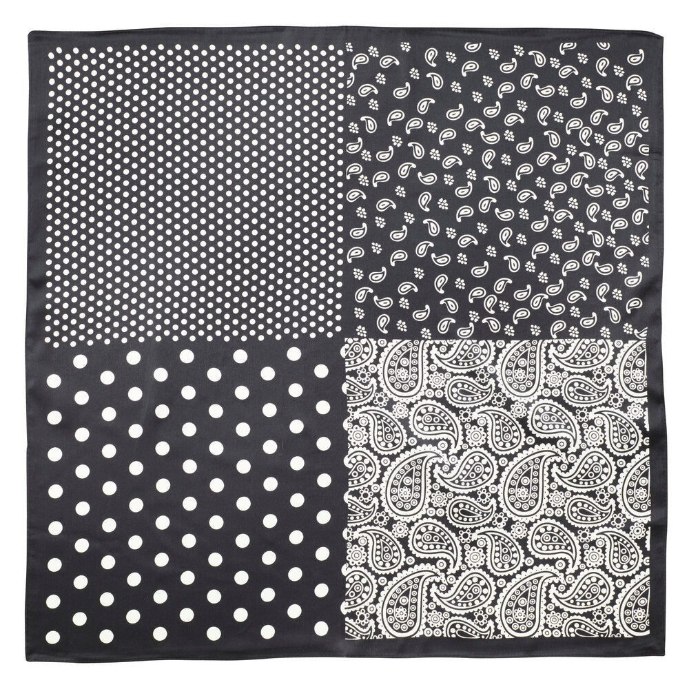 Bahne Accessories - SilketÃ¸rklÃ¦de, Black white paisley - 50x50 cm.