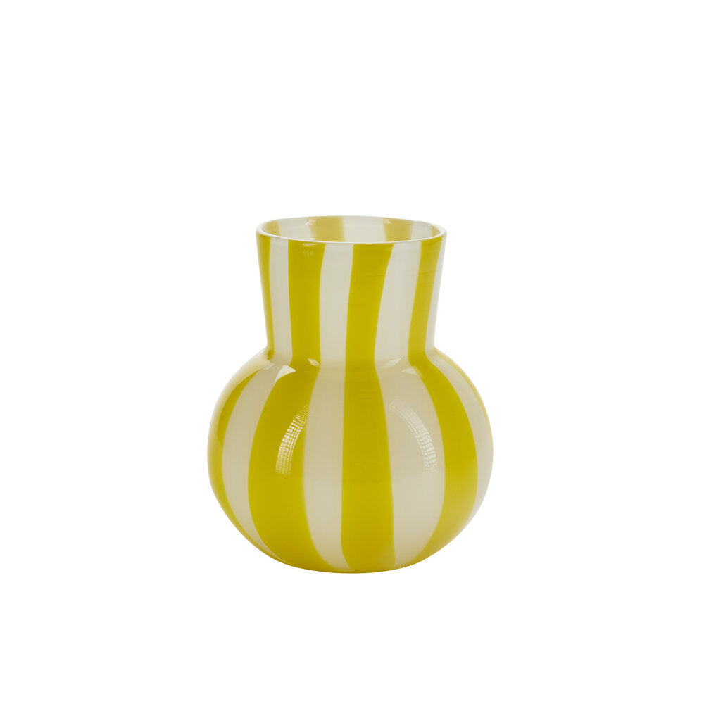 Bahne Interior - Candy Glass vase, gul/hvid - H20 cm.