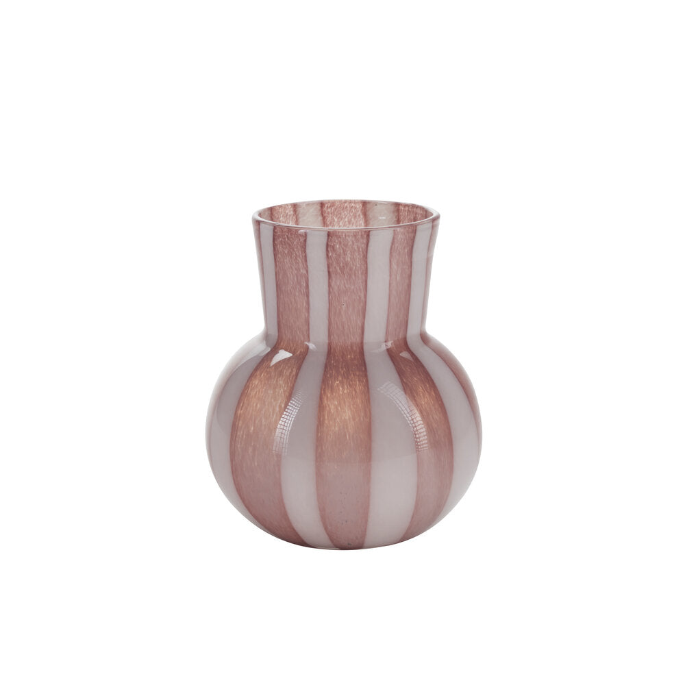 Bahne Interior - Candy Glass vase, Old Rose/White - H20 cm.