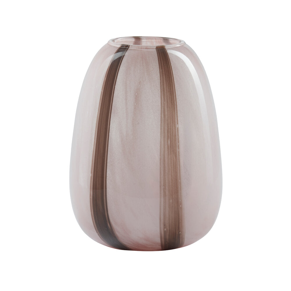 Bahne Interior - Organisk vase med striber, rosa/brun - H20 cm.