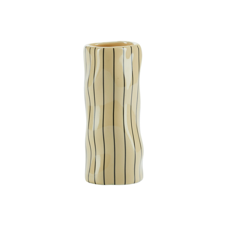 Bahne Interior - Slank vase med striber, gul - H15 cm.