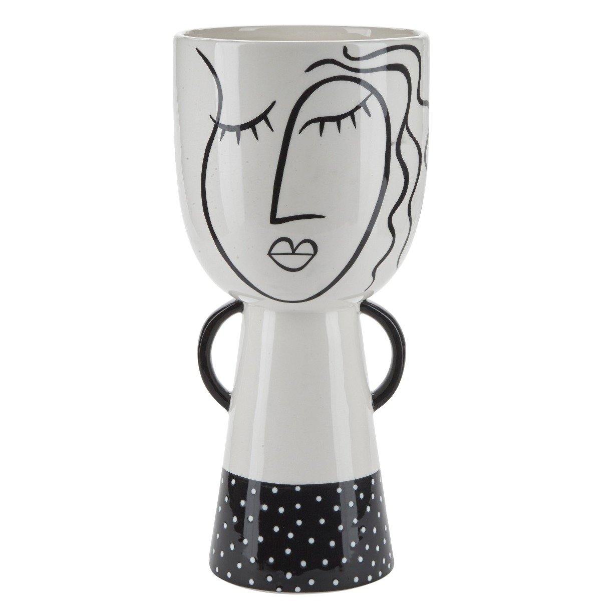 Bahne Interior - Stor vase, sort/hvid - H: 38,5 cm.