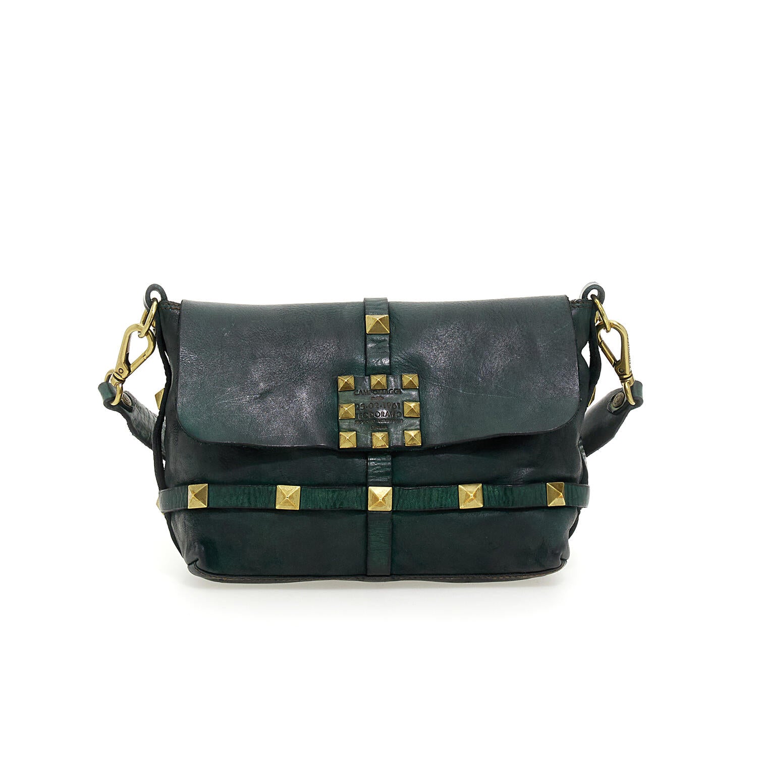 Campomaggi - Crossbodytaske med nitter - Green Bottle