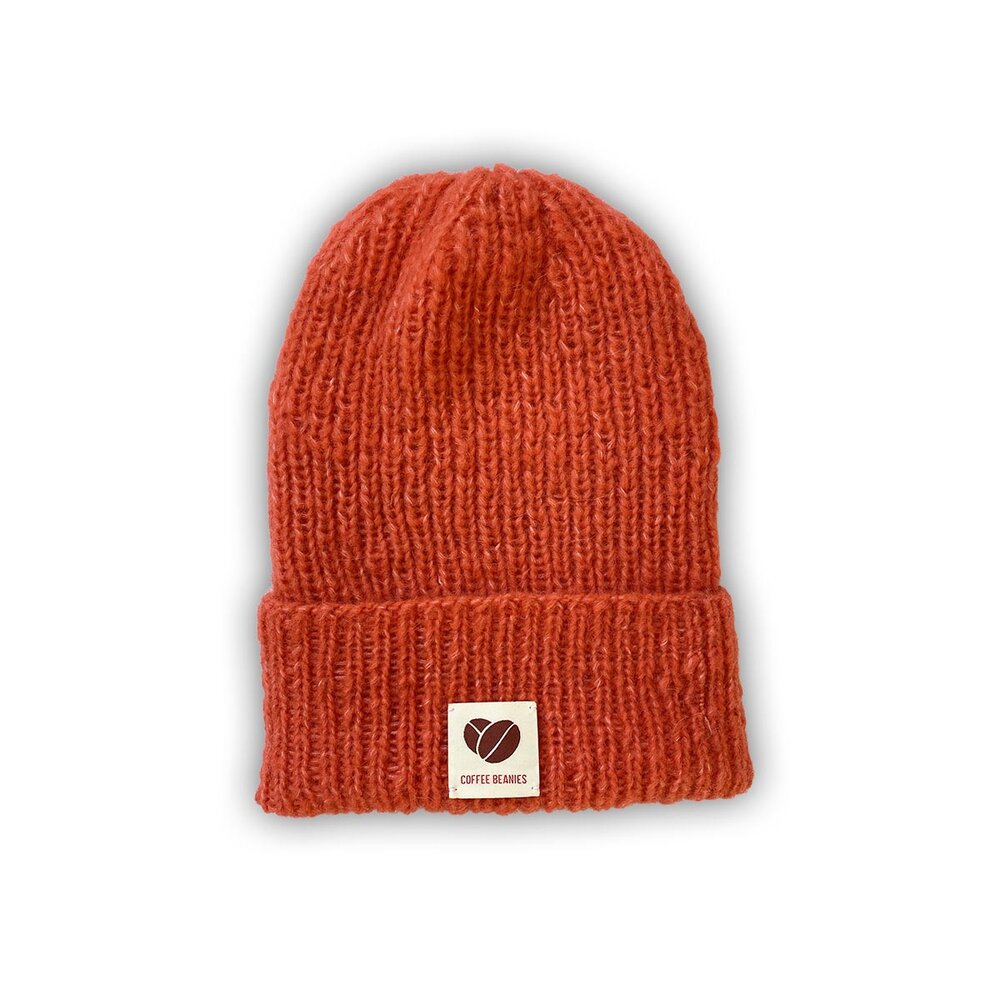 Coffee Beanies - Sky Beanie strikhue - Koral rød