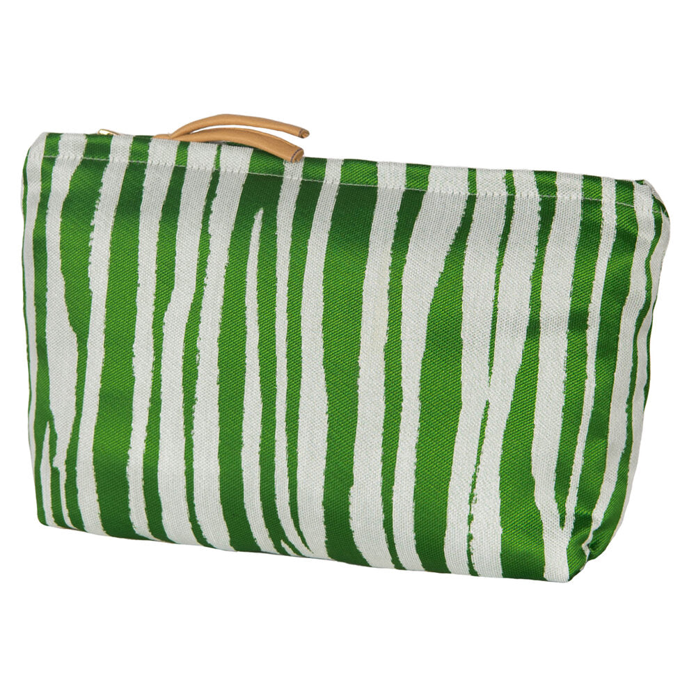 Dagny - Zebra toilettaske/clutch - GrÃ¸n/hvid