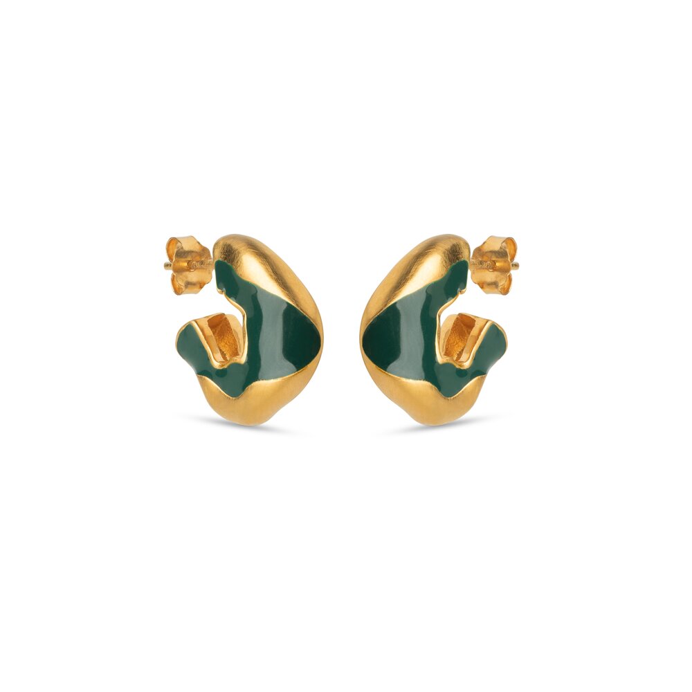 Enamel Copenhagen - Amelia hoops, Petrol Green - forgyldt