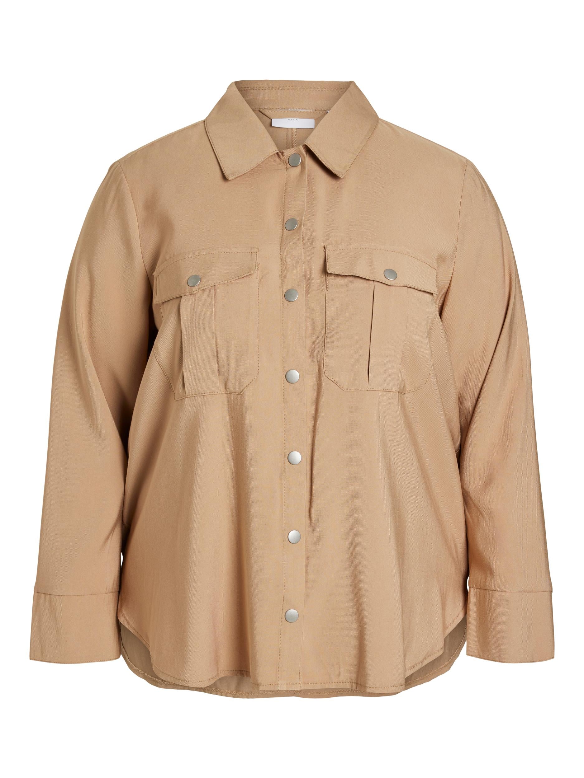 Evoked Vila - Viayas L/S Utility skjorte  - beige - Size (46)