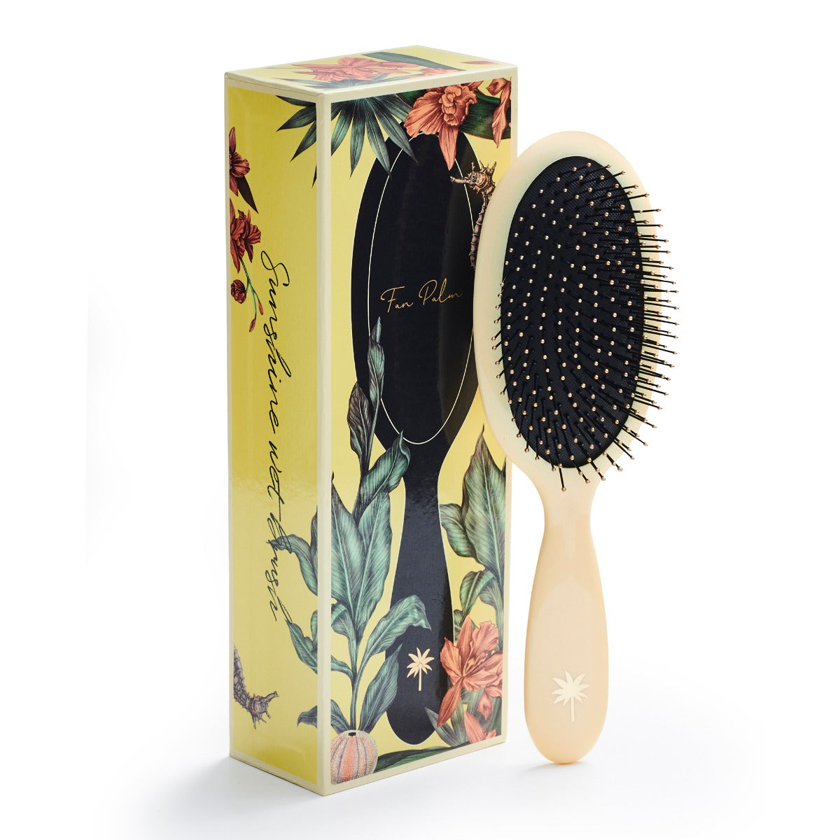 Fan Palm - Medium Wet Brush hårbørste, Sunshine - Gloss Light Yellow w/Glitter