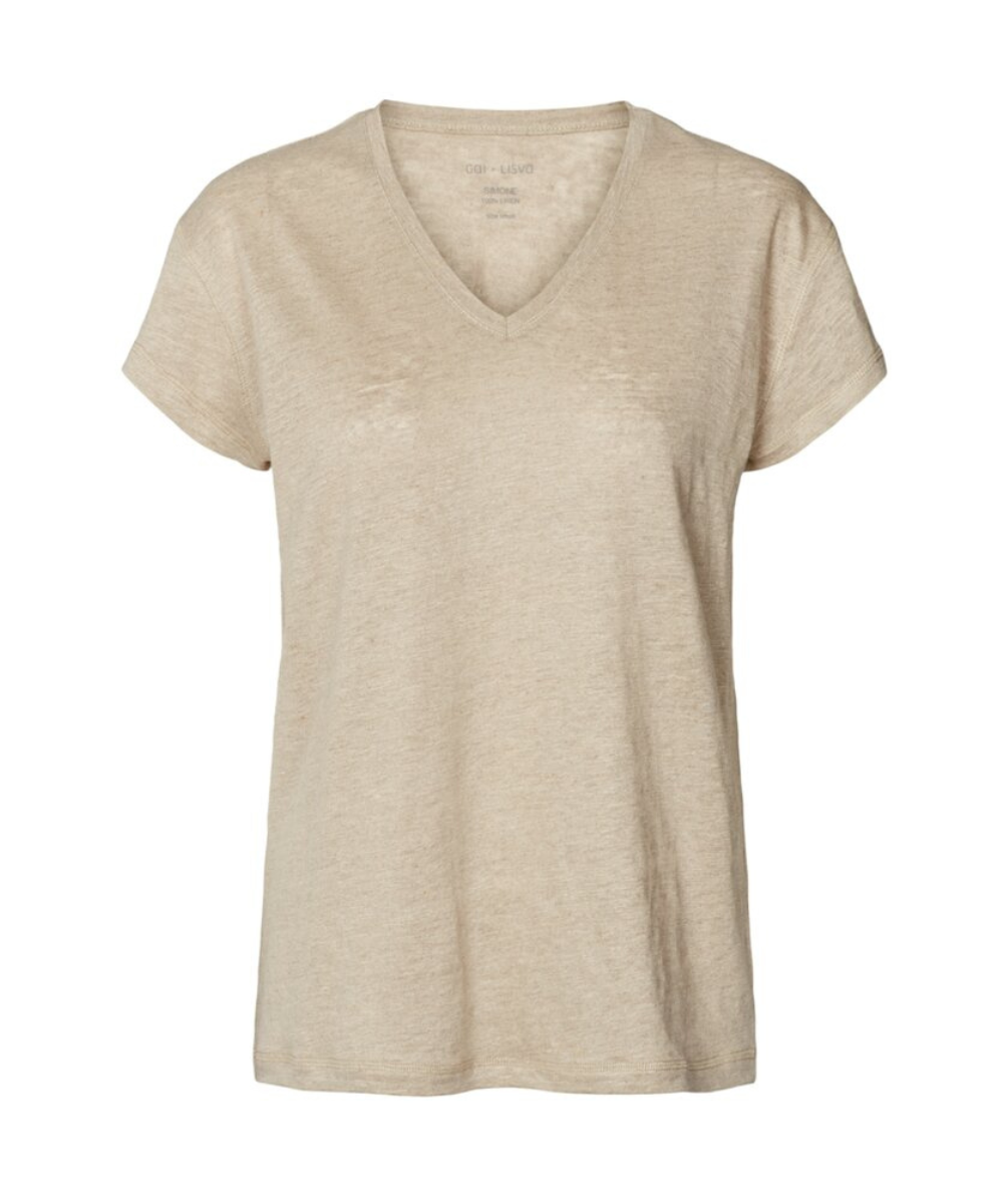 Gai+lisva - Simone S/S Linen t - beige - Size (m)