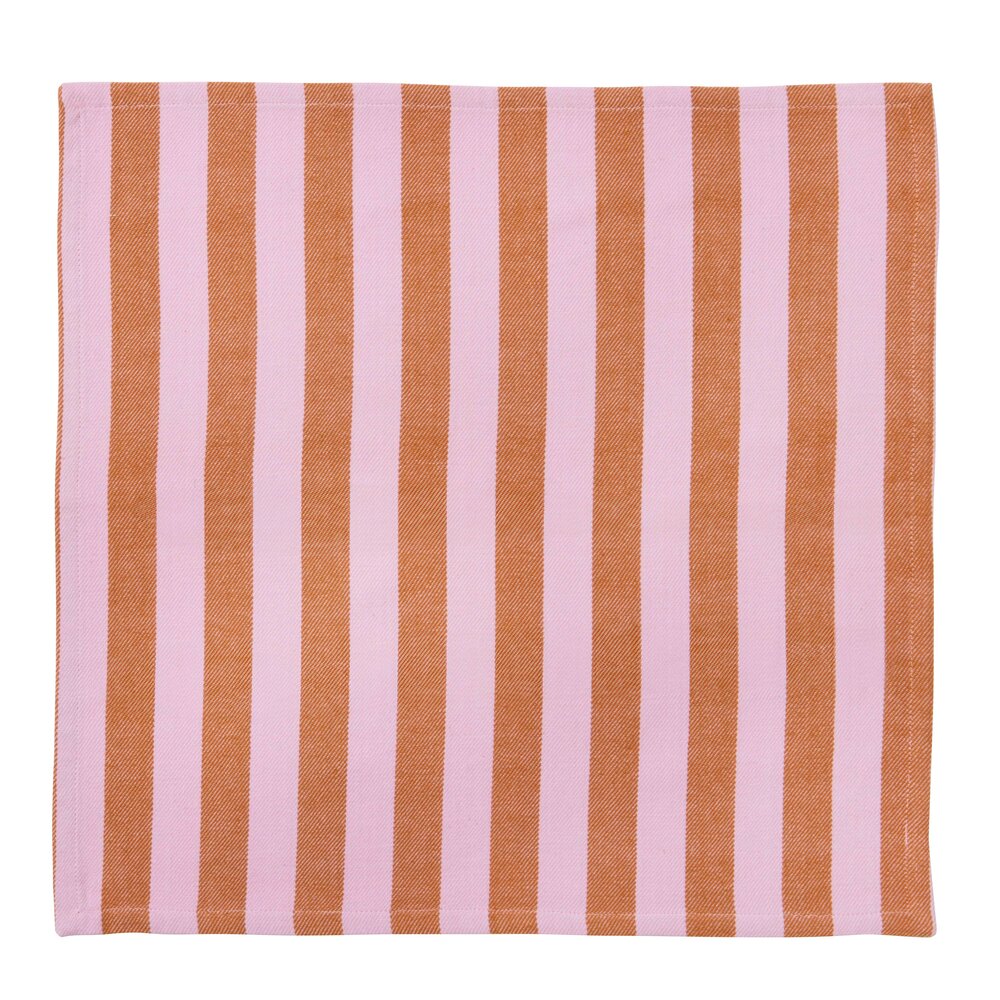 Gorms - Stribet stofserviet, rosa/orange - 45x45 cm.