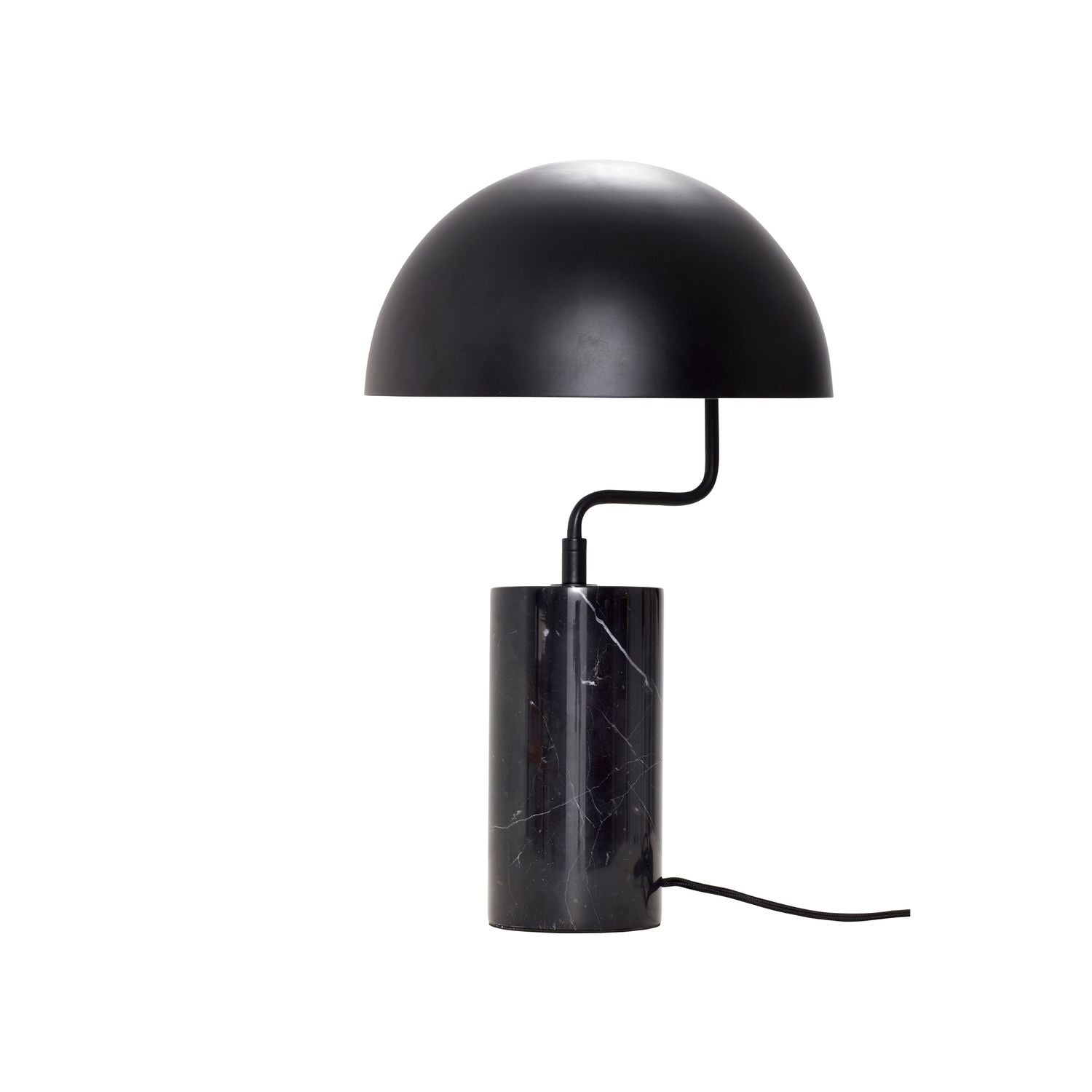 Hübsch - Bordlampe i metal/marmor, sort - Ø: 30 cm.