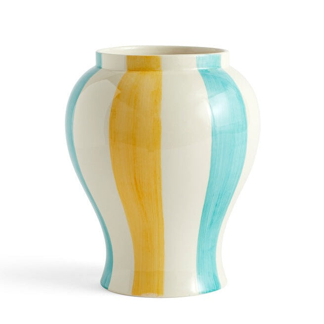 Hay - Sobremesa Stripe vase L - grøn/gul