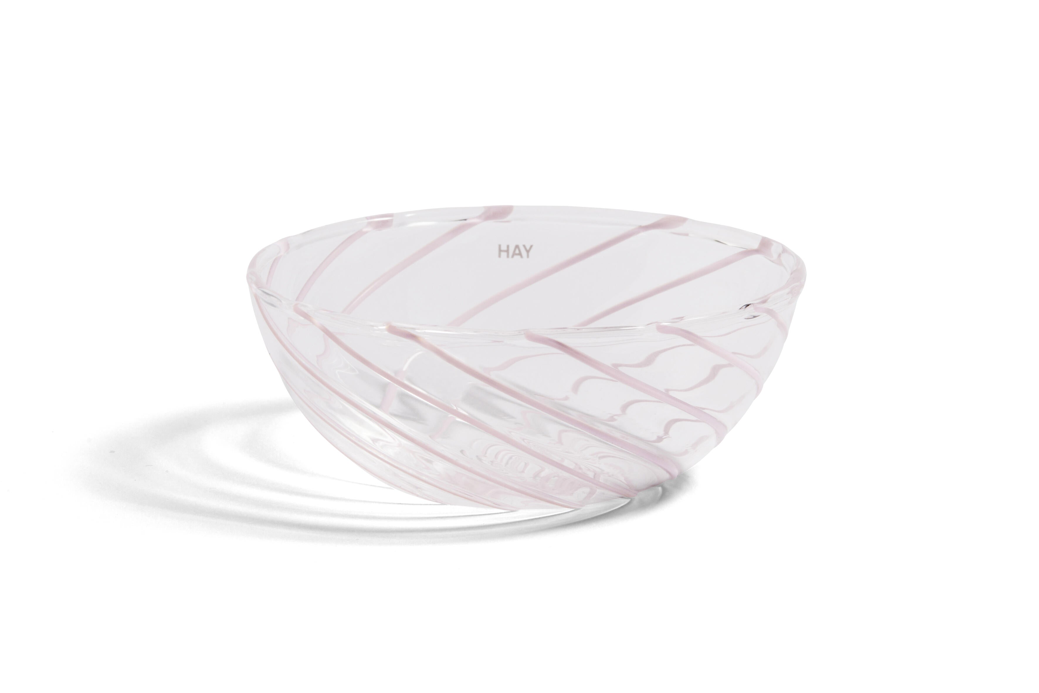 Hay - Spin Bowl, sÃ¦t af 2  - Clear with pink stripe