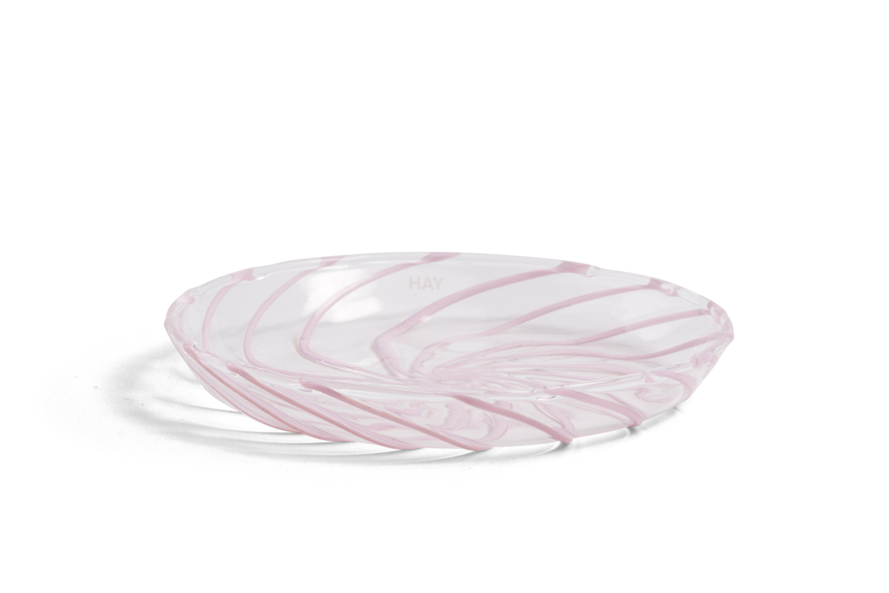 Hay - Spin Saucer, sÃ¦t af 2  - Clear with pink stripe