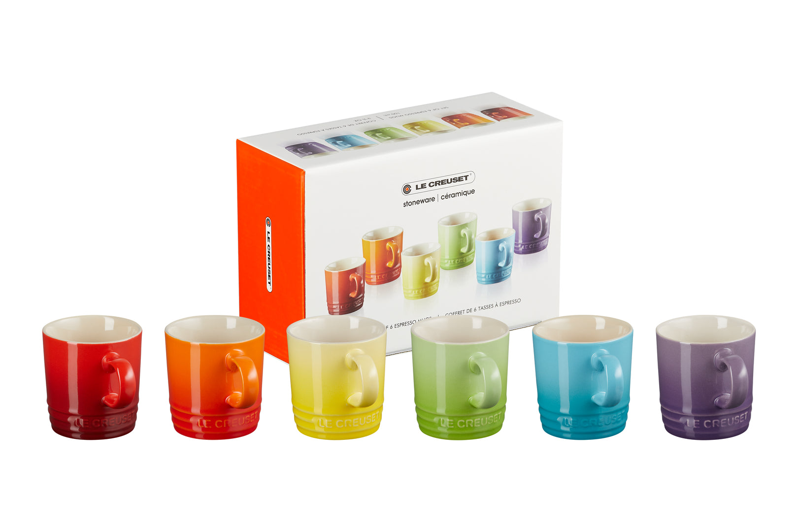 Le Creuset - Rainbow sæt m/6 espressokopper, mix - 100 ml.