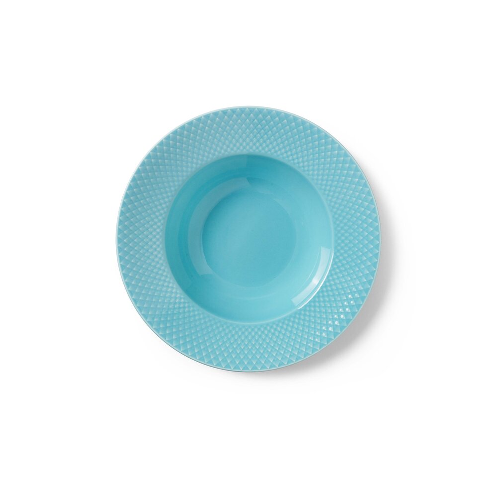 Lyngby Porcelæn - Rhombe Color Dyb tallerken, turkis - Ø24,5 cm