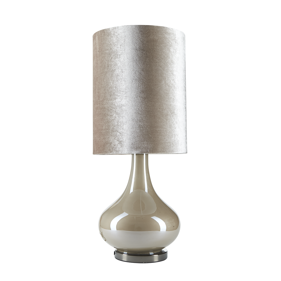 Margit Brandt - Velour bordlampe, beige - Ø25 cm.