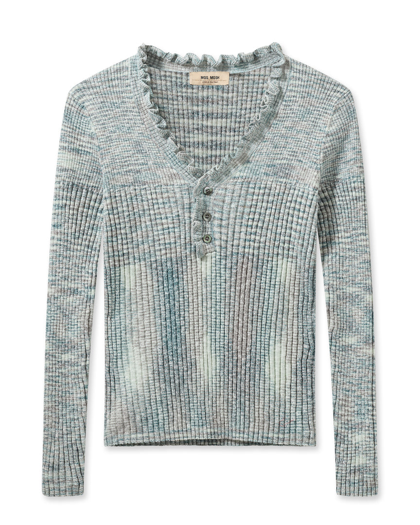 Mos Mosh - Eisley Rib cardigan  - blÃ¥ - Size (m)