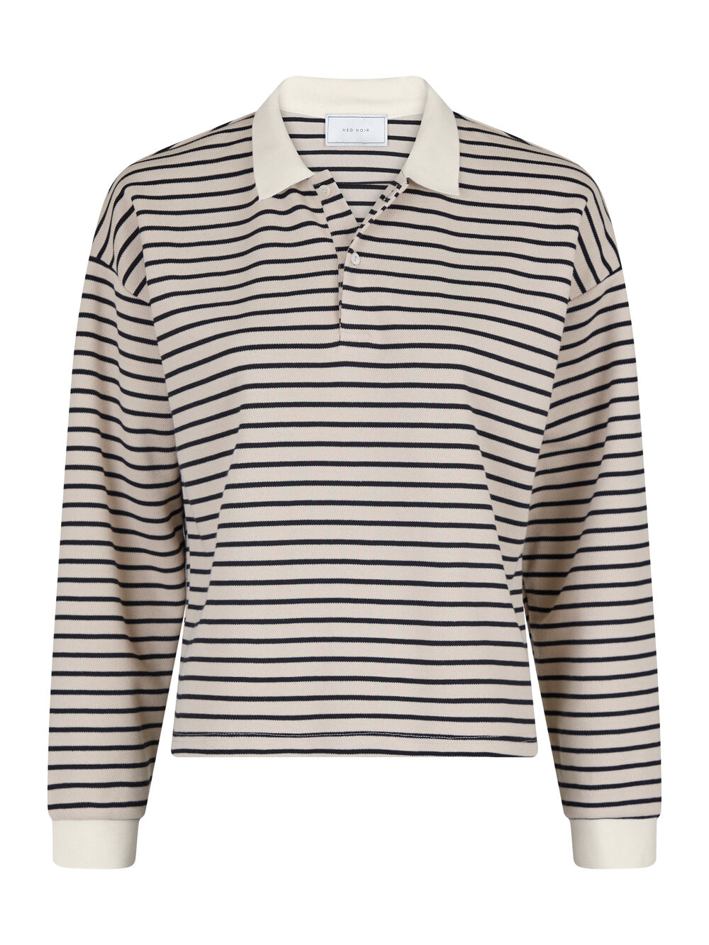 Neo Noir - Sara Stripe Polo langÃ¦rmet T - beige - Size (42)