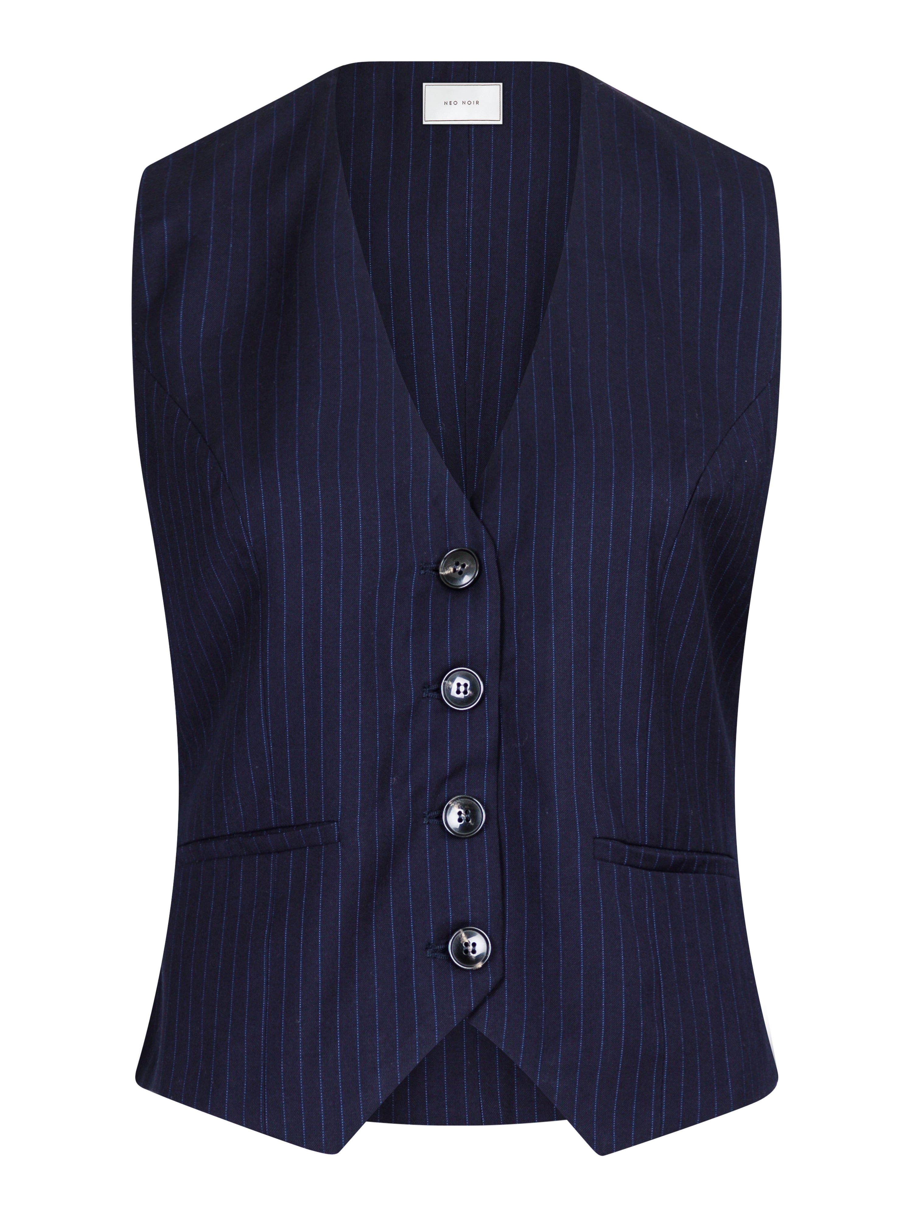 Neo Noir - Vendetta N Pinstripe vest  - blÃ¥ - Size (34)