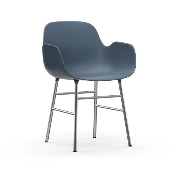 Normann Copenhagen - Form chair med armlæn i  chrome/blå