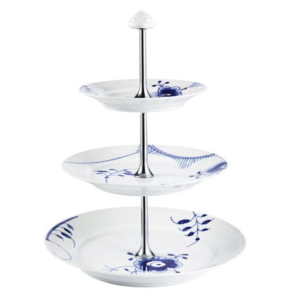 Royal Copenhagen - Blå Mega riflet Etagere - 35 cm.