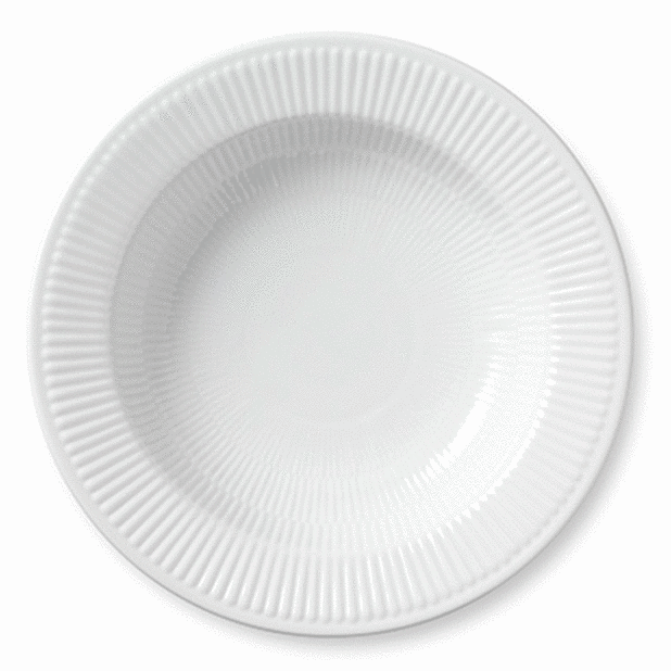 Royal Copenhagen - Hvid riflet pastatallerken - 30 cm.