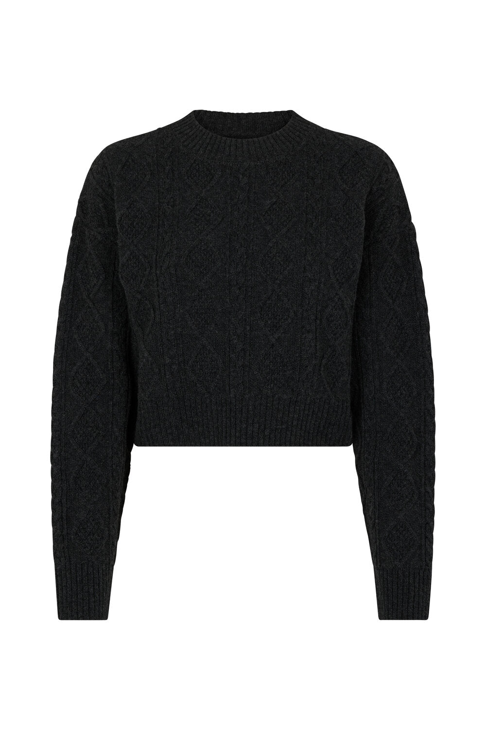 SamsÃ¸e SamsÃ¸e - Eliette crew neck cropped striktrÃ¸je  - grÃ¥ - Size (l)