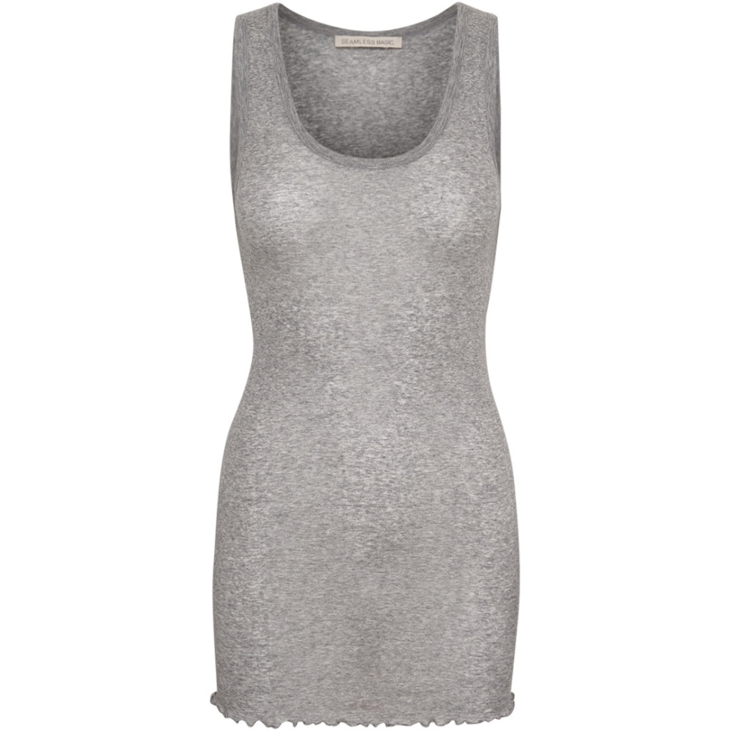 Seamless Basic - Bella Cotton tanktop, grå melange  - grå - Size (one size)