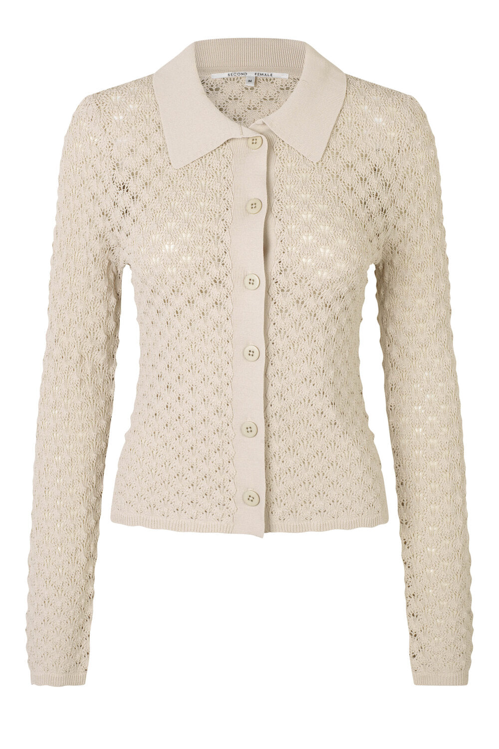 Second Female - Wilda strikcardigan  - creme - Size (l)