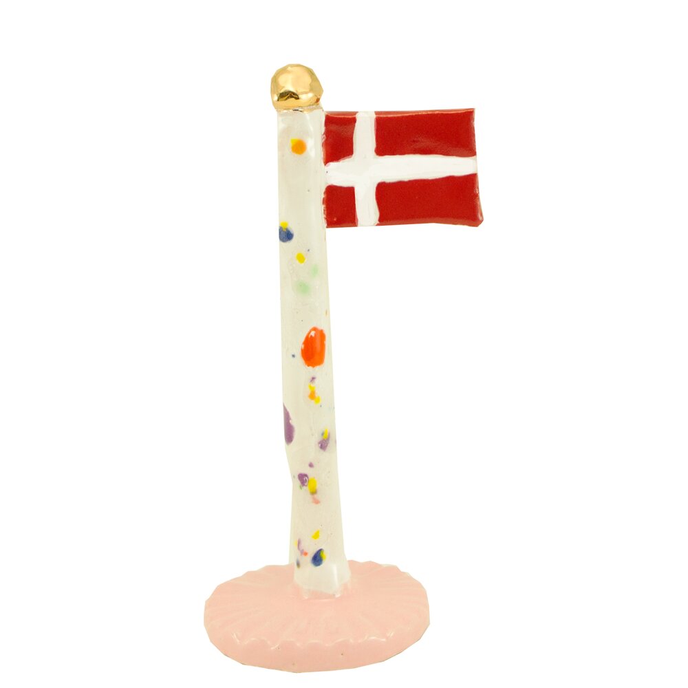 Theclayplay - Harlekin pastel flag med guldknop, assorteret - H14-18cm.