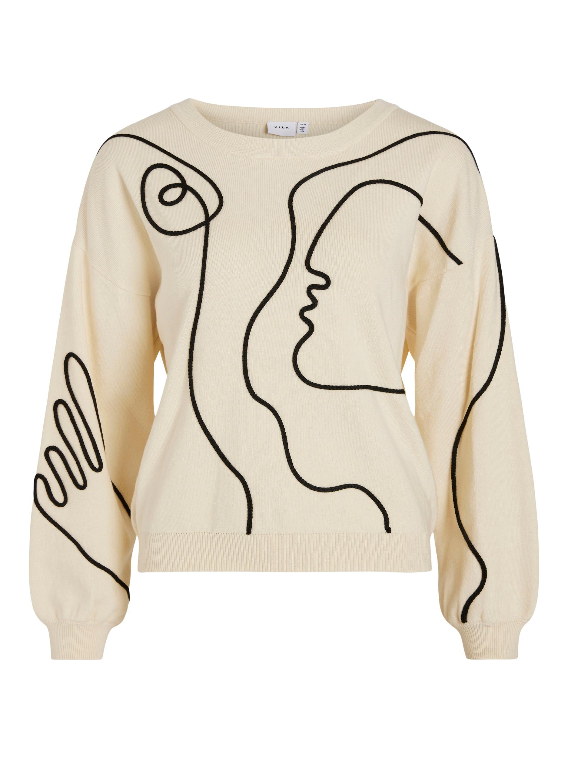 Vila - Viaimiee L/S Detail strik  - creme - Size (l)