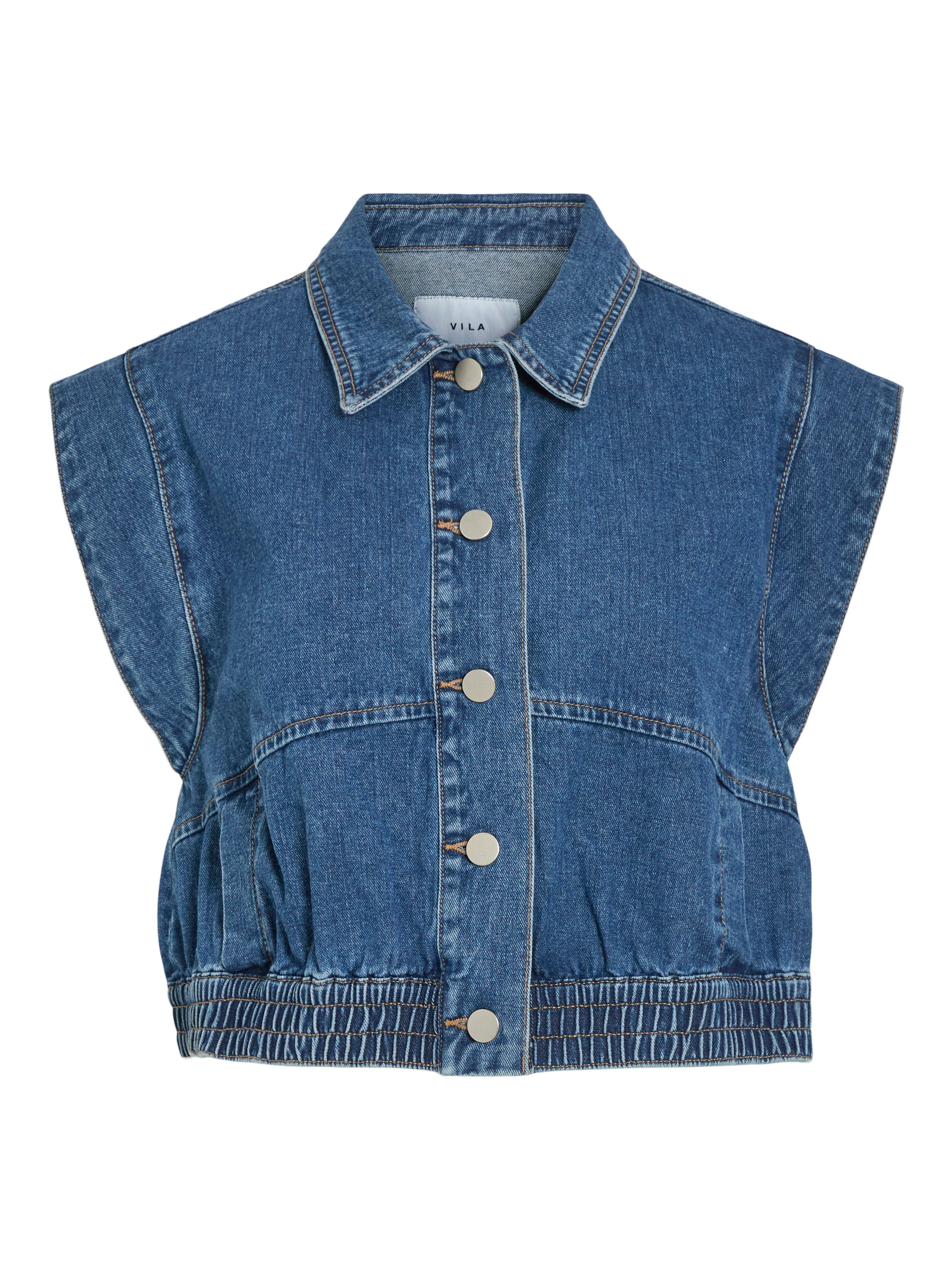 Vila - Vica S/L denimvest  - blÃ¥ - Size (38)