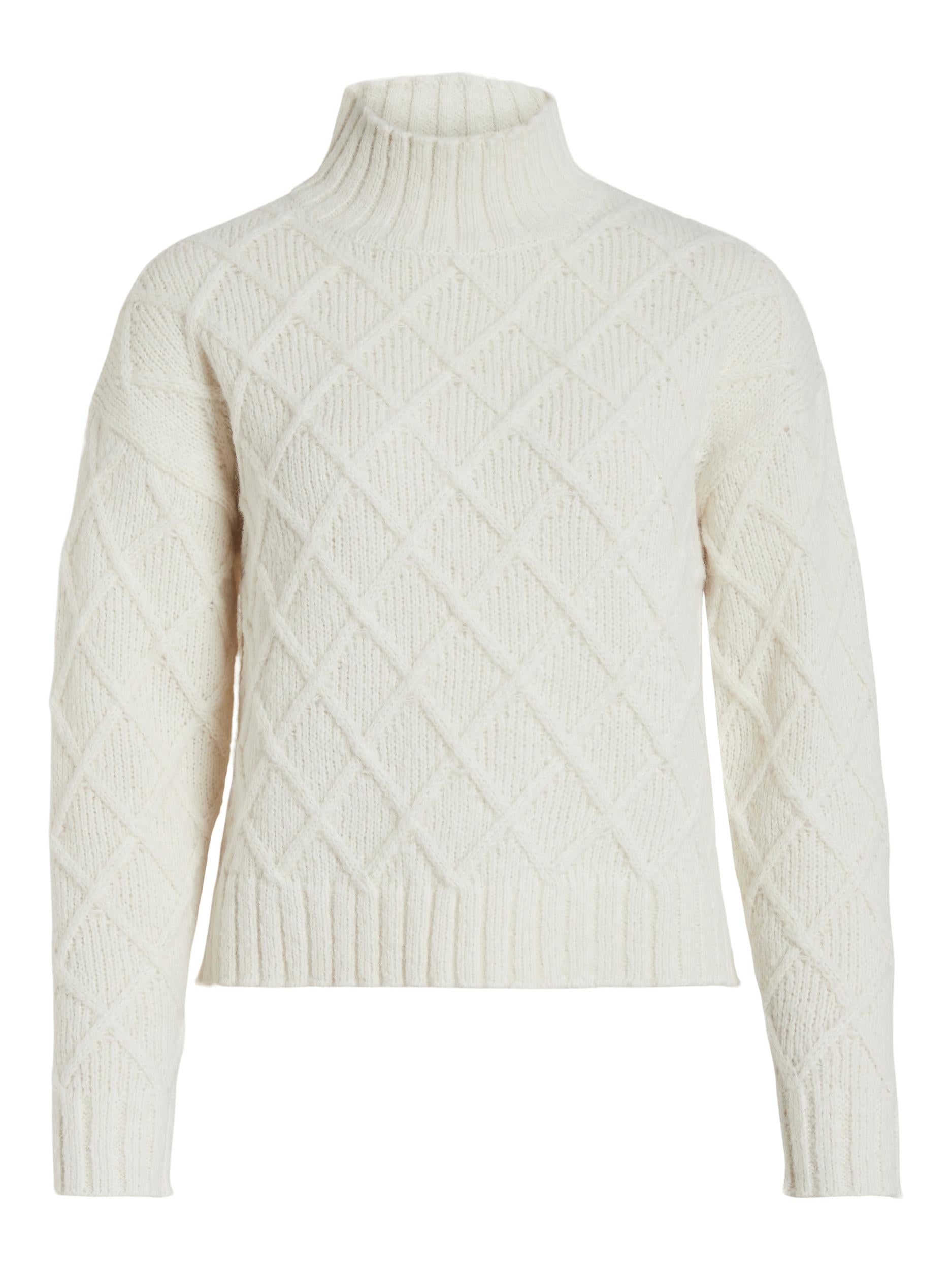 Vila - Vituli L/S High Neck striktrÃ¸je  - creme - Size (l)